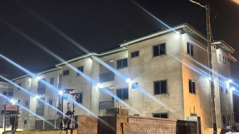 Installation of Solar flood lights on apartments